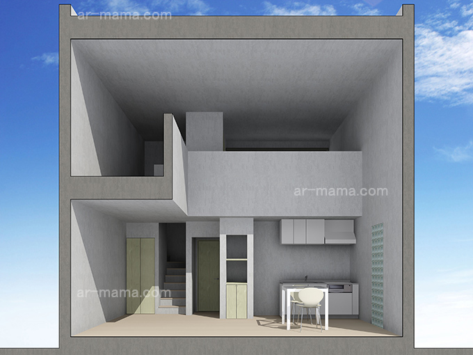 住宅垂直断面パース